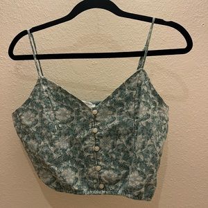 american eagle floral cropped tank top